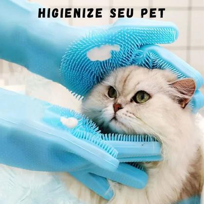 Imagem de Kit 2 Luvas Esponja Silicone Multiuso Flash Limp Lava Carrro Louça Pet