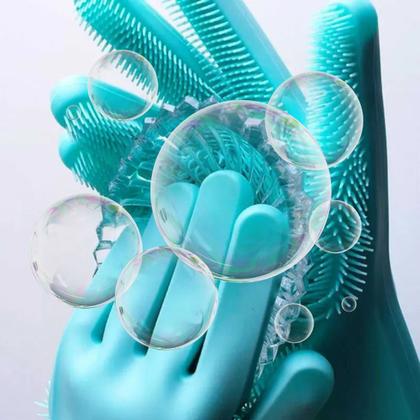 Imagem de Kit 2 Luvas Esponja Silicone Multiuso Flash Limp Lava Carrro Louça Pet