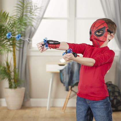 Imagem de Kit 2 Luvas Lança Teia Do Homem Aranha Atira Dardos Gruda Art Brink