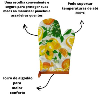 Imagem de Kit 2 Luvas Térmicas P/ Cozinha Forno Fogão Forrada