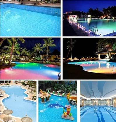 Imagem de Kit 2 Luz Led Rgb Piscina Copo Colorida Controle Pilha Ventosa Para festa Decoração