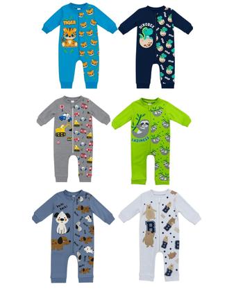 Imagem de Kit 2 Macacão longo com punhos Enxoval Roupa Bebê Protetor Ziper Menino Menina 100 algodão Suedine Tamanhos P M G 1 2 3