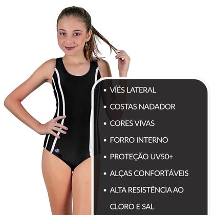 Imagem de Kit 2 Maiô Juvenil Infantil Natação Poliamida Com Forro