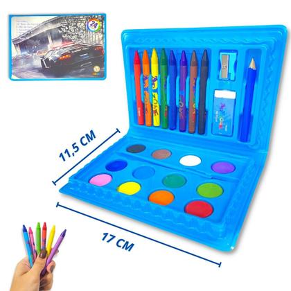 Imagem de Kit 2 Maletas De Pintura Infantil Estojo Escolar 24 Peças