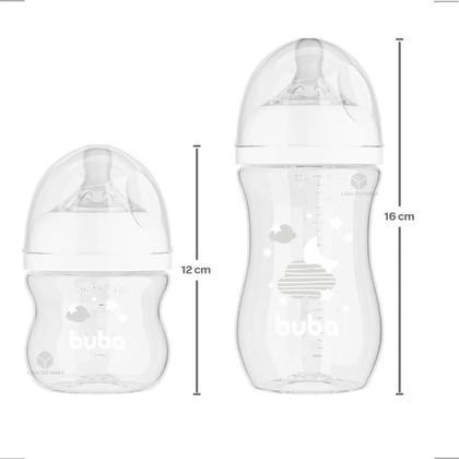 Imagem de Kit 2 Mamadeira Easy Flow Anticólica Buba 120 270ml Branca Transparente Nuvens