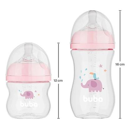 Imagem de Kit 2 Mamadeira EASY FLOW Elefante Rosa 120ML e 270ML Anticolica Buba