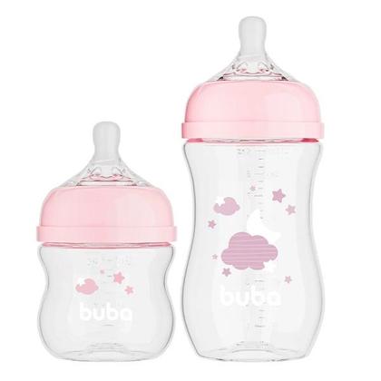 Imagem de Kit 2 Mamadeira EASY FLOW Nuvem Rosa 120ML e 270ML Anticolica Buba