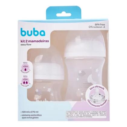 Imagem de Kit 2 Mamadeiras Buba Branco Nuvem Easy Flow Anticólica