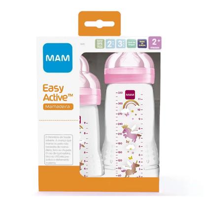 Imagem de Kit 2 Mamadeiras Easy Active 270/330ml 2m+ Rosa - MAM