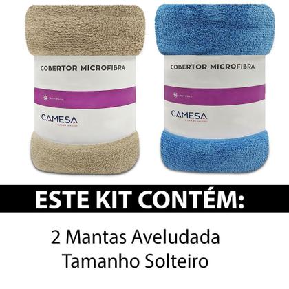 Imagem de Kit 2 Manta Cobertor Solteiro Microfibra Soft Macia Fleece 150x220cm Camesa - Emcompre