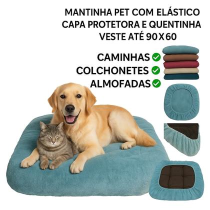 Imagem de Kit 2 Mantas Capas Pet Com Elástico Veste até 60x90 Protetor de Caminhas Colchonetes Almofadas