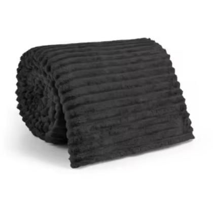 Imagem de Kit 2 Mantas Cobertor Casal Microfibra Canelada Antialérgica Coberta Riscada Macia 2,00x1,80m