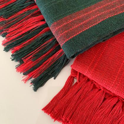 Imagem de Kit 2 Mantas Para Sofá e Poltronas Especial De Natal Verde Natal e vermelha 100% Algodão