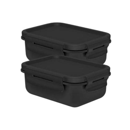 Imagem de Kit 2 Marmitas Hermética Pote Alimentos 380Ml Ou - Preto