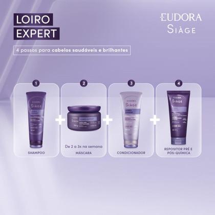 Imagem de Kit 2 Máscara Matizadora Loiro Expert Desamareladora Violeta Platinado Hidratação 250g Eudora Siàge