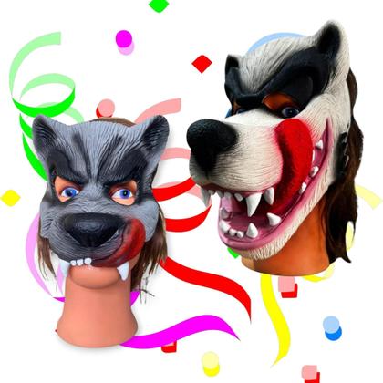 Imagem de Kit 2 Máscaras Lobo Mau Com Língua Pra Fora Fantasia Festa