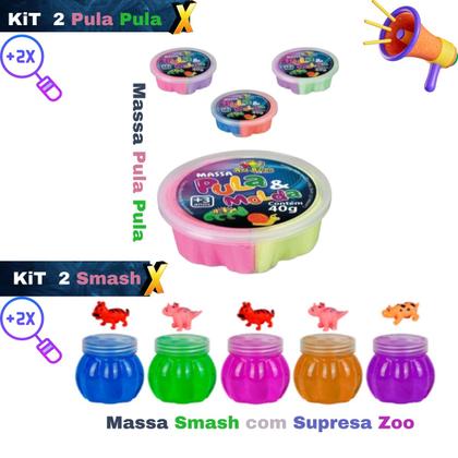 Imagem de Kit 2 Massa Pula e Molda 40g + Diversão Incrível + 2 Surpresas Zoo