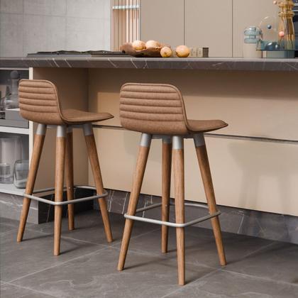 Imagem de Kit 2 Meia Banquetas Línea Escandinavo Champanhe Terracota