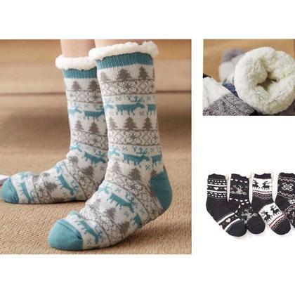 Imagem de Kit 2 Meia Pantufa Infantil: Lã Forrada com Pelúcia e Solado Antiderrapante - Menino