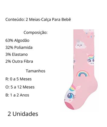 Imagem de Kit 2 Meias Calça Grossa Selene Bebê Em Algodão De Inverno Estampada