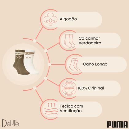 Imagem de Kit 2 Meias Puma Sport Cano Longo Unissex Confortavel e Macia