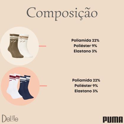 Imagem de Kit 2 Meias Puma Sport Cano Longo Unissex Confortavel e Macia