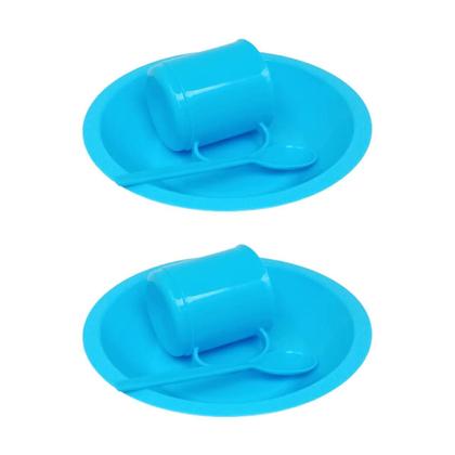 Imagem de Kit 2 Merenda Escolar 3 Pçs Prato/Copo/Colher 1209 Ercaplast
