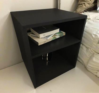 Imagem de Kit 2 Mesa cabeceira nicho quarto 39x50x37 Preto pés amadeirados