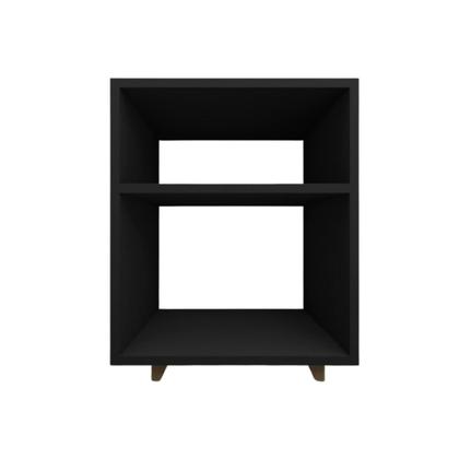 Imagem de Kit 2 Mesa cabeceira nicho quarto 39x50x37 Preto pés amadeirados