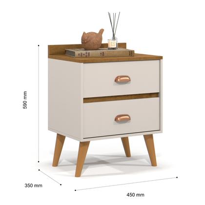 Imagem de Kit 2 Mesa De Cabeceira 2 Gavetas Criado Para Quarto Decoração Com Prateleira Nicho Madero