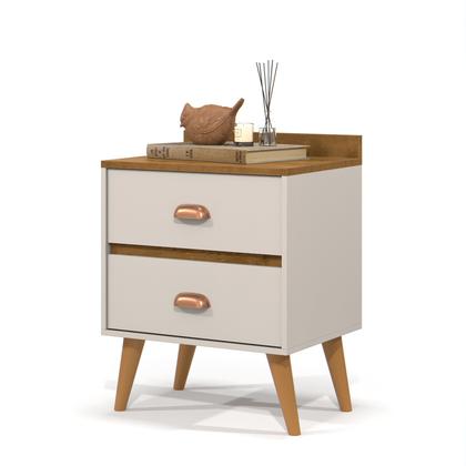 Imagem de Kit 2 Mesa De Cabeceira 2 Gavetas Criado Para Quarto Decoração Com Prateleira Nicho Madero