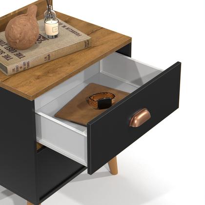 Imagem de Kit 2 Mesa De Cabeceira 2 Gavetas Criado Para Quarto Decoração Com Prateleira Nicho Madero