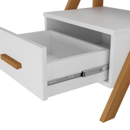 Imagem de Kit 2 Mesa de Cabeceira Aberta Mesinha Apoio Lateral Cama Quarto Nicho Decoração Ambiente 1 Gaveta Anatelli Retrô  Branco