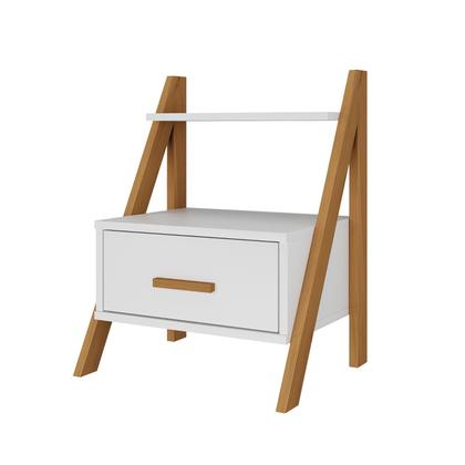 Imagem de Kit 2 Mesa de Cabeceira Aberta Mesinha Apoio Lateral Cama Quarto Nicho Decoração Ambiente 1 Gaveta Anatelli Retrô  Branco