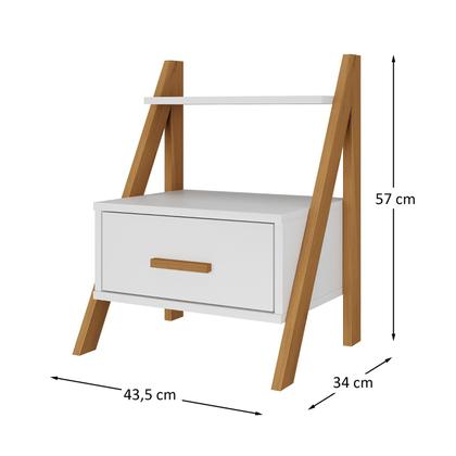 Imagem de Kit 2 Mesa de Cabeceira Aberta Mesinha Apoio Lateral Cama Quarto Nicho Decoração Ambiente 1 Gaveta Anatelli Retrô  Branco
