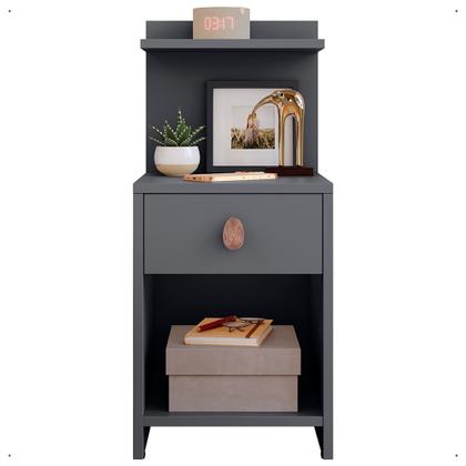 Imagem de Kit 2 Mesa de Cabeceira com puxador retrô Gaveta e prateleira Boss