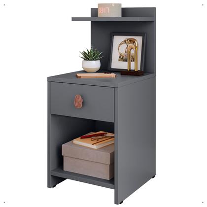 Imagem de Kit 2 Mesa de Cabeceira com puxador retrô Gaveta e prateleira Boss