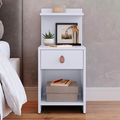 Imagem de Kit 2 Mesa de Cabeceira com puxador retrô Gaveta e prateleira Boss