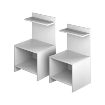 Imagem de Kit 2 Mesa De Cabeceira Compacta Mdf Branco Nicho Fácil Montagem