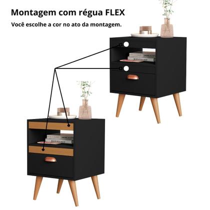 Imagem de Kit 2 Mesa de Cabeceira Conjunto Quarto Casal e Solteiro