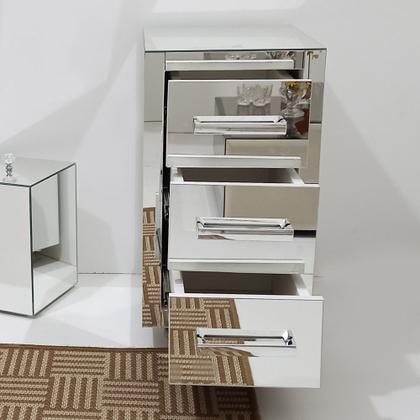 Imagem de Kit 2 Mesa De Cabeceira Espelhada 3 Gavetas Altura 55 Cm Largura 30 Cm Para Quarto Casal Com Rodas