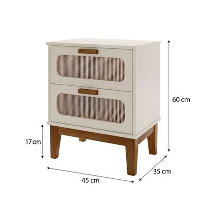 Imagem de kit 2 mesa de cabeceira para quarto cama casal estilo vintage Santorini 45cm com 2 gavetas modernas