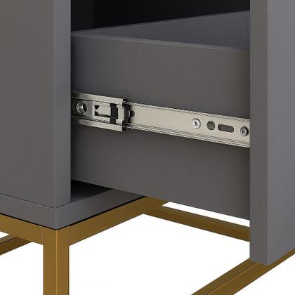 Imagem de kit 2 Mesa de Cabeceira Para Quarto Com 2 Gavetas Eros 45cm Estilo Industrial Base De Ferro Dourado