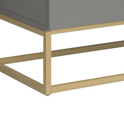 Imagem de kit 2 Mesa de Cabeceira Para Quarto Com 2 Gavetas Eros 45cm Estilo Industrial Base De Ferro Dourado