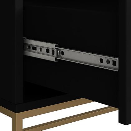 Imagem de kit 2 Mesa de Cabeceira Para Quarto Com 2 Gavetas Eros 45cm Estilo Industrial Base De Ferro Dourado