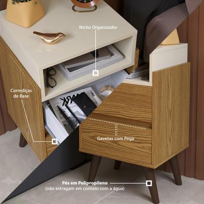 Imagem de Kit 2 Mesa de Cabeceira para Quarto Retrô Verona