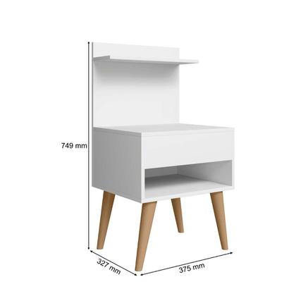 Imagem de kit 2 Mesa De Cabeceira retro Alta 74cm Com 1 Gaveta Nicho Casal Kit 2 Para Cama Box Organizador