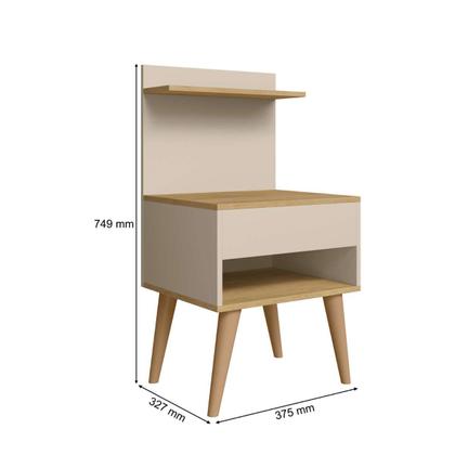 Imagem de kit 2 Mesa De Cabeceira retro Alta 74cm Com 1 Gaveta Nicho Casal Kit 2 Para Cama Box Organizador