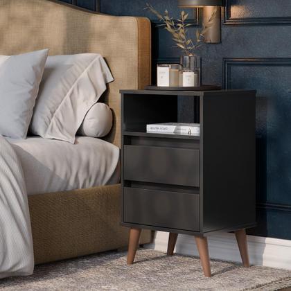 Imagem de Kit 2 Mesa de Cabeceira Roma Quarto com 2 Gavetas
