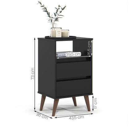 Imagem de Kit 2 Mesa de Cabeceira Roma Quarto com 2 Gavetas